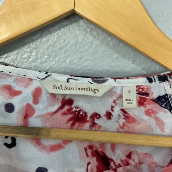 Soft Surroundings Womens Sz Small Floral Print Boho Blouse 3/4 Sleeve - Picture 9 of 10